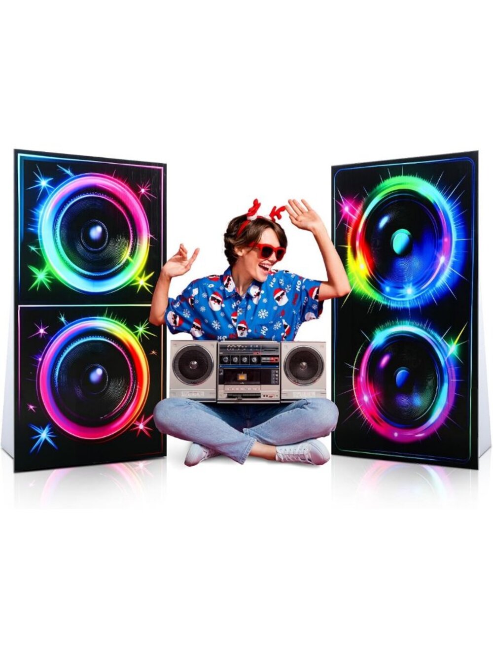 Retro 80s 90s Boom Box Cardboard Cutouts - Life Size Party Decorations & Photo